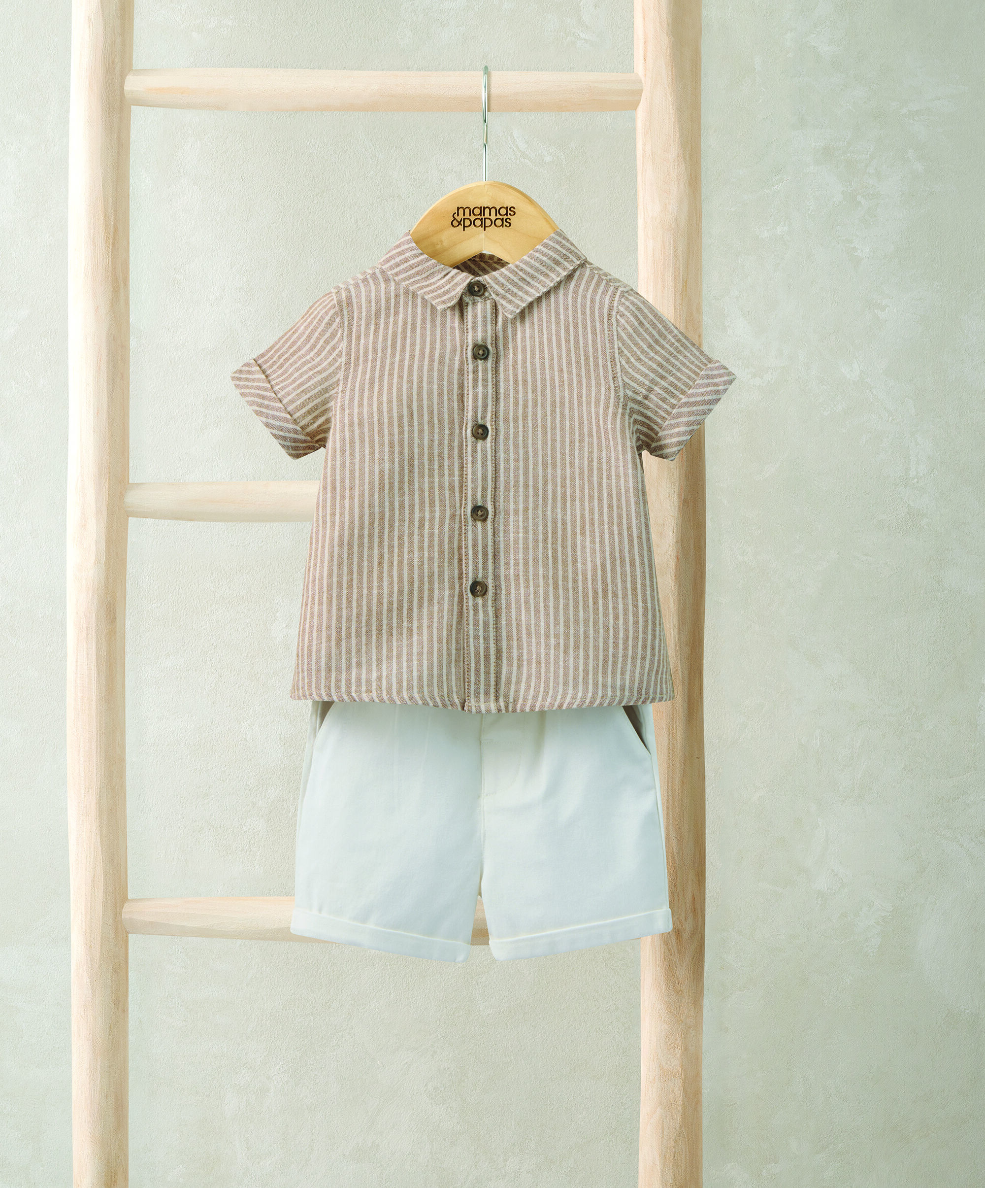 Stripped 2 Piece Suit - 5 Piece Gift Set with Suede Pram Shoes and Soft Toy Monkey Beanie image number 3